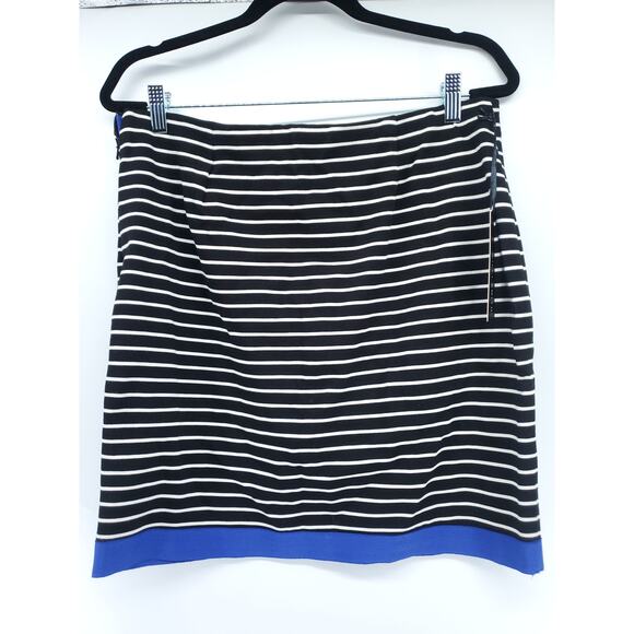 Willi Smith Modern Chic Pull On Stripe Bodycon Skirt Bright Blue Hem Stripe 10 - Picture 5 of 5